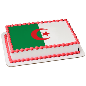 The National Flag of Algeria Green White Red Star Crescent Edible Cake Topper Image ABPID13055