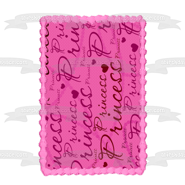 Princess Pink Polka Dot Hearts Edible Cake Topper Image ABPID13057