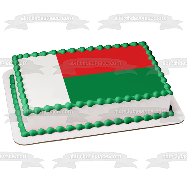Flag of Madagascar White Red Green Edible Cake Topper Image ABPID13058