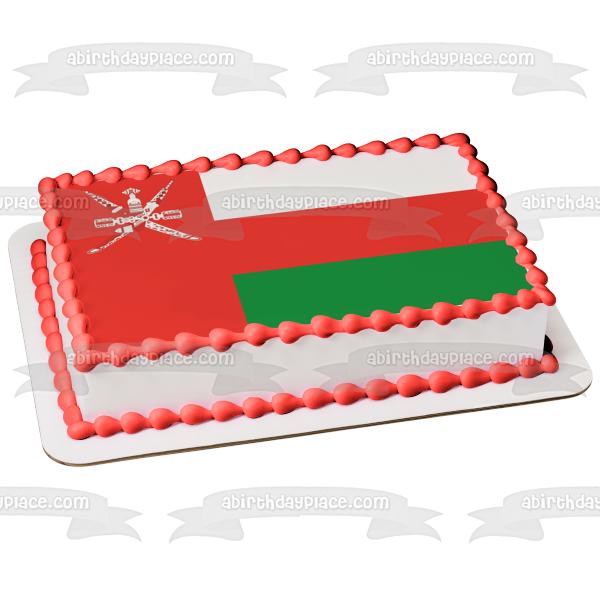 The National Flag of Oman Red White Green National Emblem of Oman Edible Cake Topper Image ABPID13066