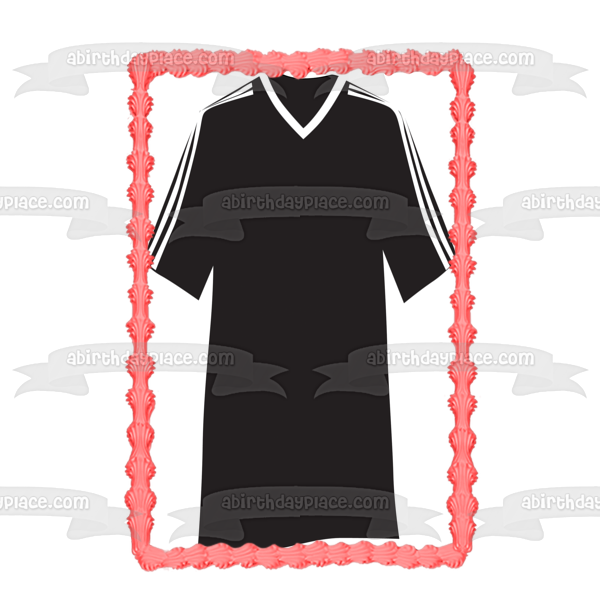 Soccer Jersey Sports Black White Edible Cake Topper Image ABPID13068