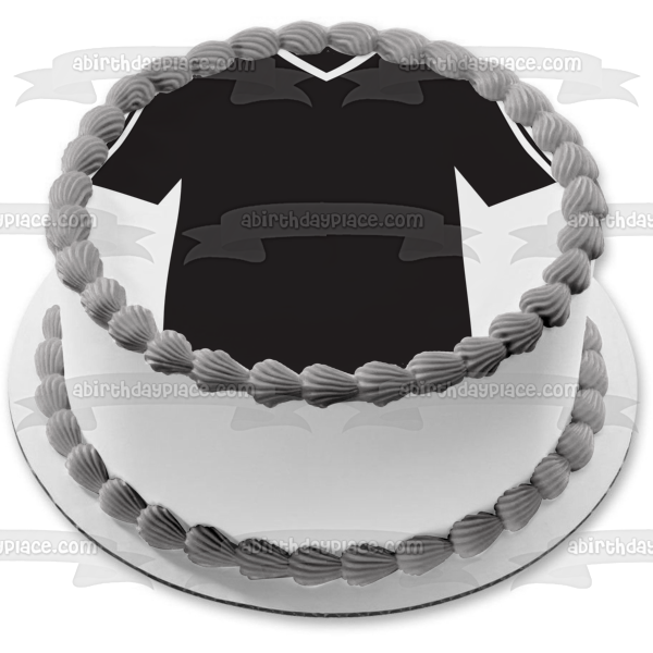 Soccer Jersey Sports Black White Edible Cake Topper Image ABPID13068