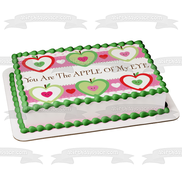 You Are the Apple of My Eye Apple Hearts Edible Cake Topper Image ABPID13074