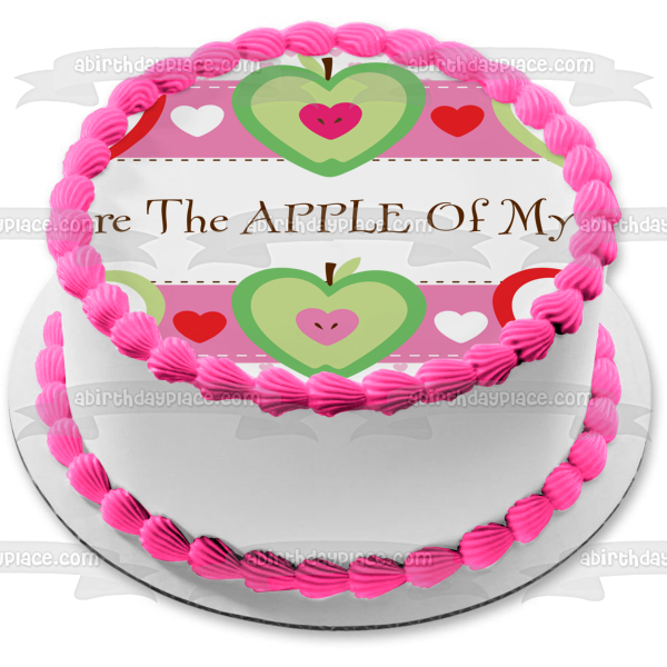 You Are the Apple of My Eye Apple Hearts Edible Cake Topper Image ABPID13074