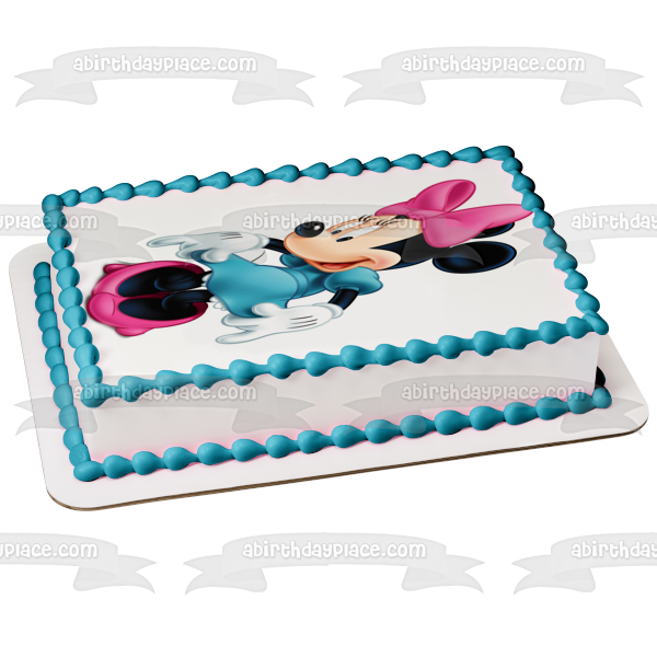 Walt Disney Minnie Mouse Blue Dress Edible Cake Topper Image ABPID12859
