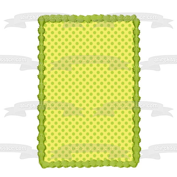 Yellow Background Green Polka Dots Pattern Edible Cake Topper Image ABPID13086