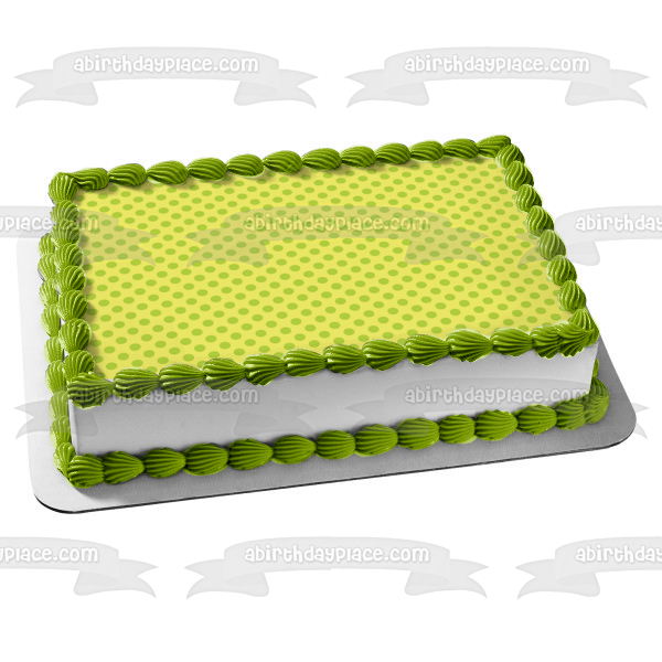 Yellow Background Green Polka Dots Pattern Edible Cake Topper Image ABPID13086