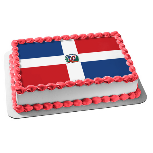 Bandera de la República Dominicana Libertad Salvación Sangre de Héroes Imagen comestible para tarta ABPID13091 