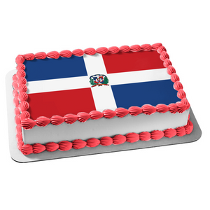 Flag of the Dominican Republic Liberty Salvation Blood of Heros Edible Cake Topper Image ABPID13091