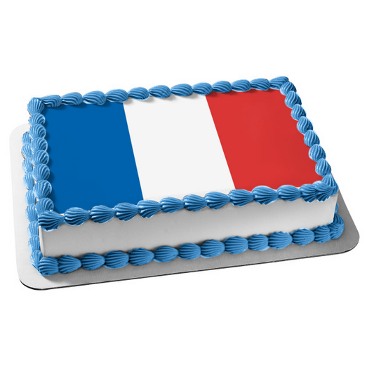 Flag of France Blue White Red French Tricolour Edible Cake Topper Image ABPID13217