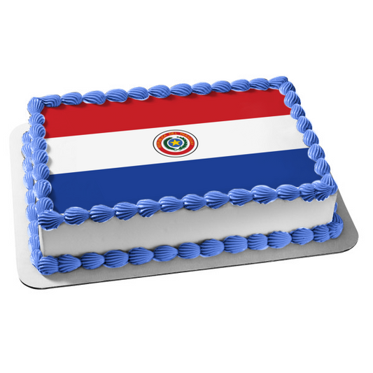 Flag of Paraguay Red White Blue Triband Edible Cake Topper Image ABPID13102