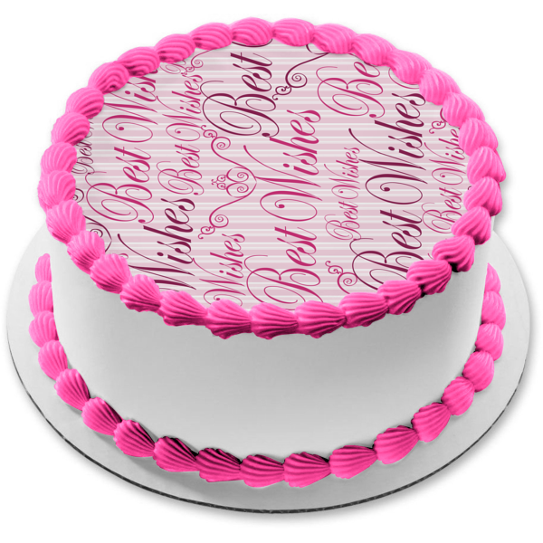 Best Wishes Purple Stripes Edible Cake Topper Image ABPID13230