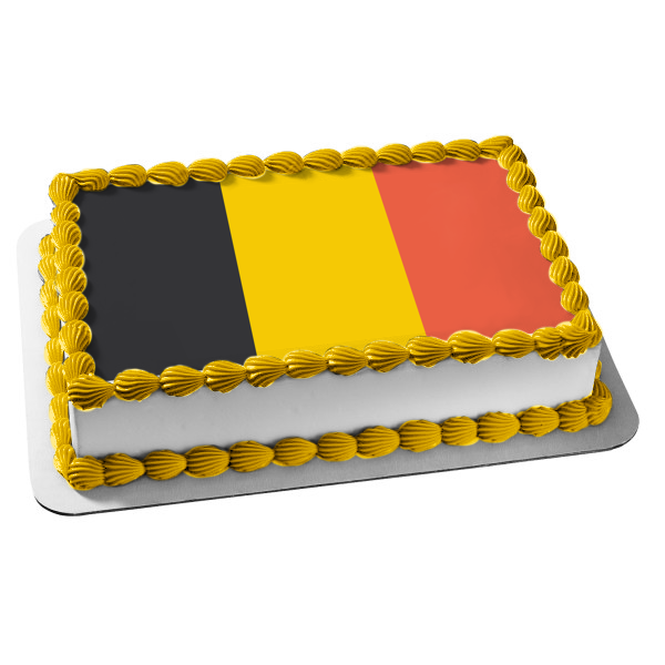 Flag of Belgium Black Yellow Red Vertical Stripes Edible Cake Topper Image ABPID13238