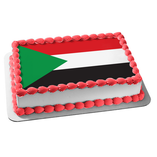 Flag of Sudan Green Red White Black Edible Cake Topper Image ABPID13241