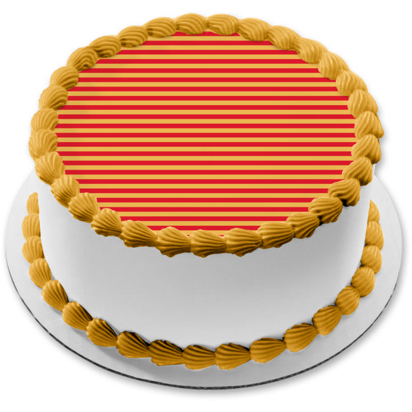 Red and Orange Striped Pattern Edible Cake Topper Image ABPID13246