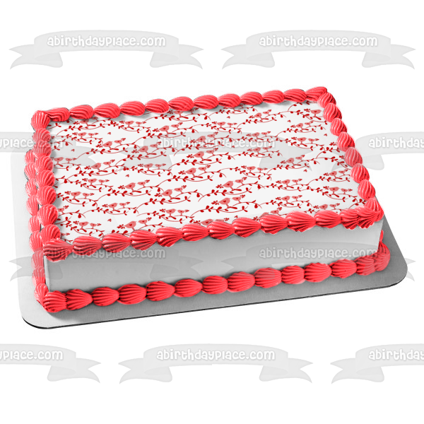 Red Vines Hearts Edible Cake Topper Image ABPID13131