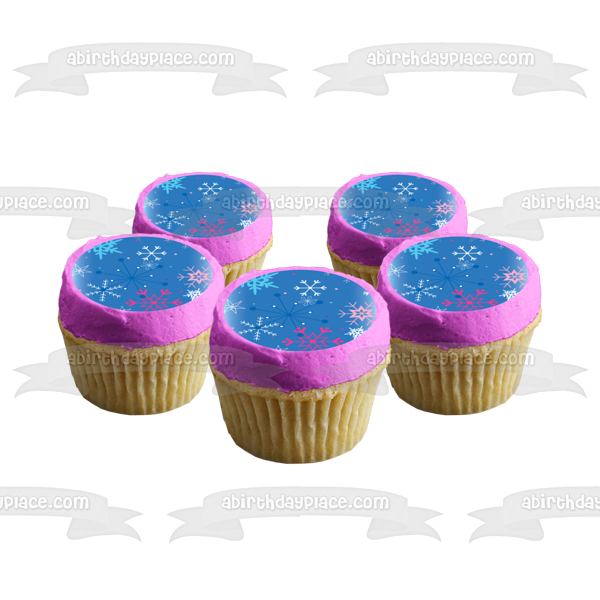 Winter Colored Snowflakes Blue Background Edible Cake Topper Image ABPID13250
