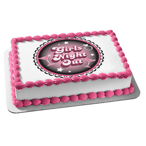 Girls Night Out Bachelorette Party Cocktail Glasses Stars Diamond Ring Edible Cake Topper Image ABPID13251
