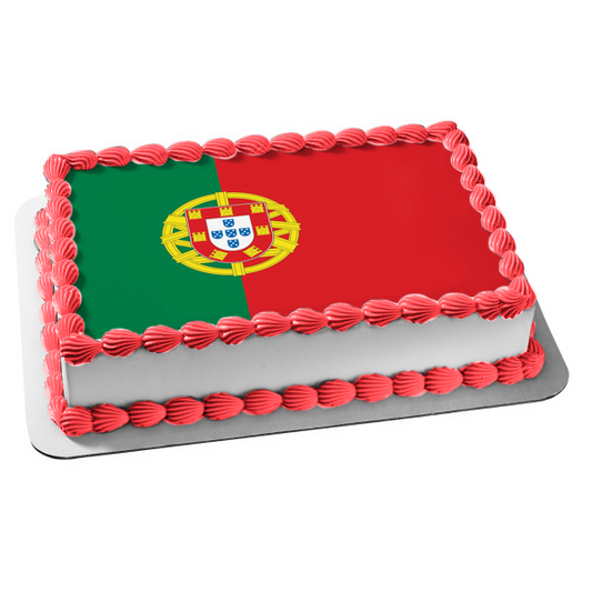 Bandera de Portugal Vector Fondo Rojo Verde Escudo de Armas Portugués Imagen comestible para tarta ABPID13253 