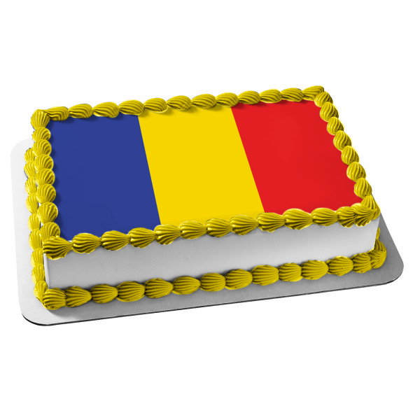 Adorno comestible para tarta con bandera civil de Andorra, color azul, amarillo y rojo, imagen ABPID13146 