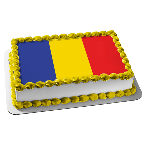 Civil Flag of Andorra Blue Yellow Red Edible Cake Topper Image ABPID13146