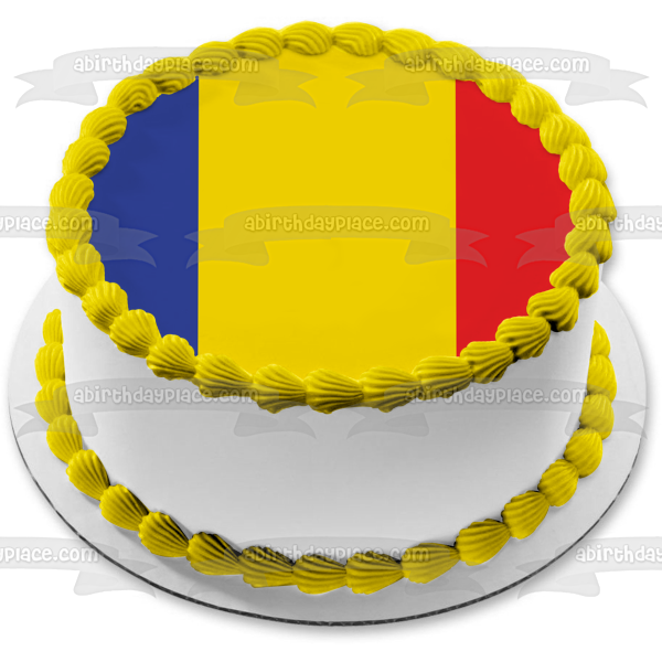 Adorno comestible para tarta con bandera civil de Andorra, color azul, amarillo y rojo, imagen ABPID13146 