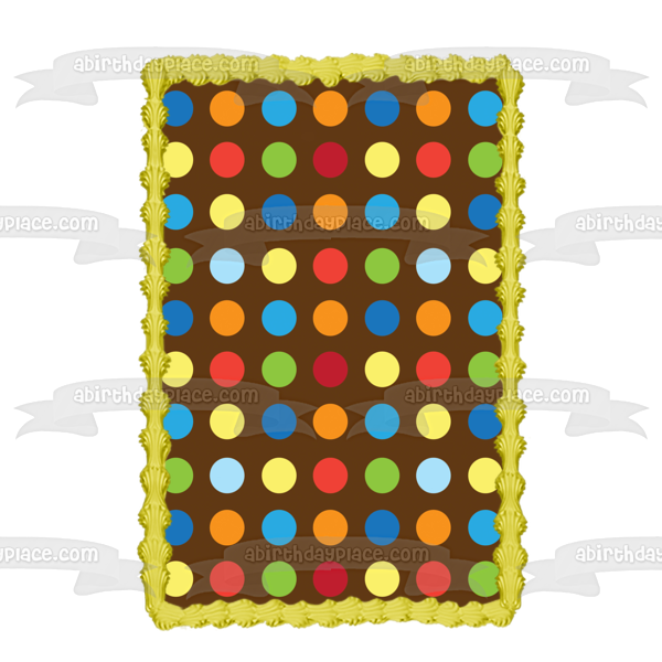 Polka Dot Pattern Blue Orange Red Green Yellow Pink Brown Background Edible Cake Topper Image ABPID13150