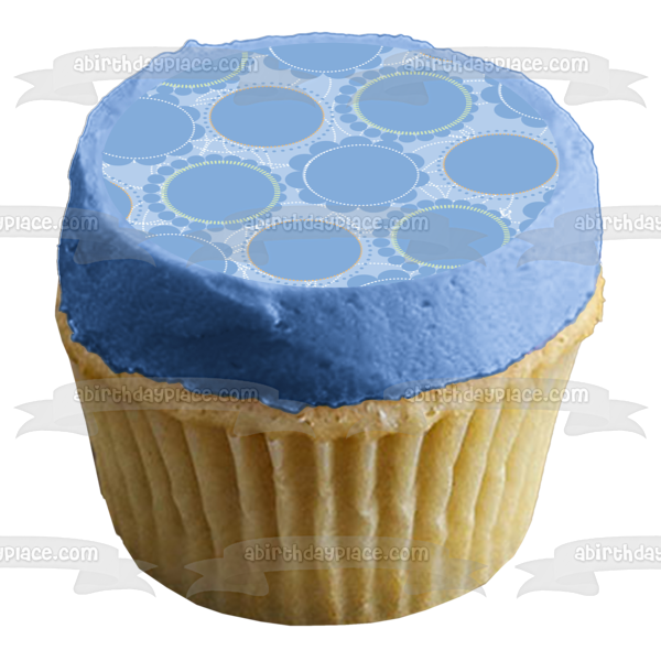 Blue Circle Flowers Blue Background Edible Cake Topper Image ABPID13156