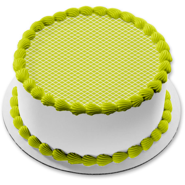 Yellow and White Diamond Pattern Edible Cake Topper Image ABPID13277