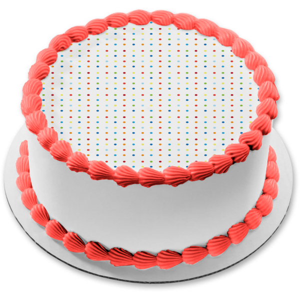 Polka Dots Red Orange Blue Yellow Green Edible Cake Topper Image ABPID13281