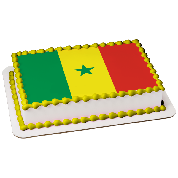 Flag of Senegal Greem Yellow Red Bands Green Star Edible Cake Topper Image ABPID13176