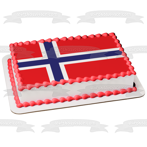 Flag of Norway Red White Blue Edible Cake Topper Image ABPID13188