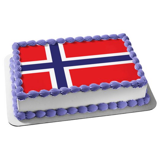 Flag of Norway Red White Blue Edible Cake Topper Image ABPID13188