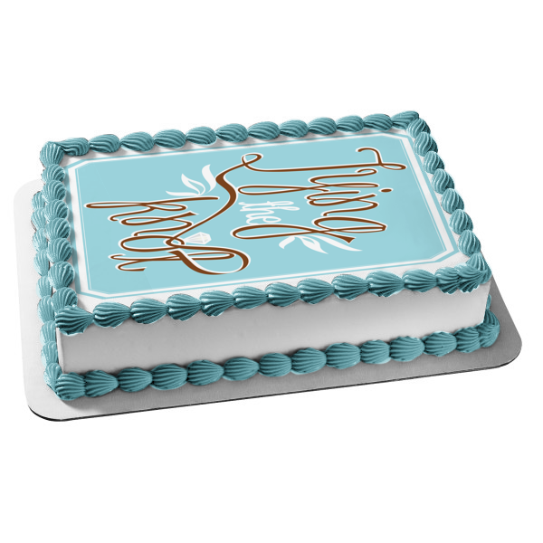 Wedding Tying the Knot Blue Background Edible Cake Topper Image ABPID13305