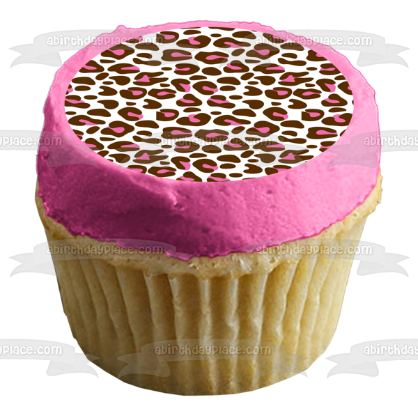 Cheetah Pattern Brown Pink Edible Cake Topper Image ABPID13306