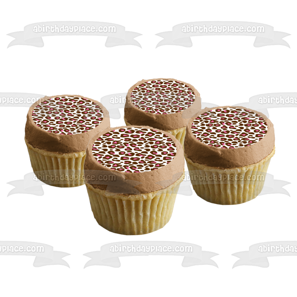 Cheetah Pattern Brown Pink Edible Cake Topper Image ABPID13306