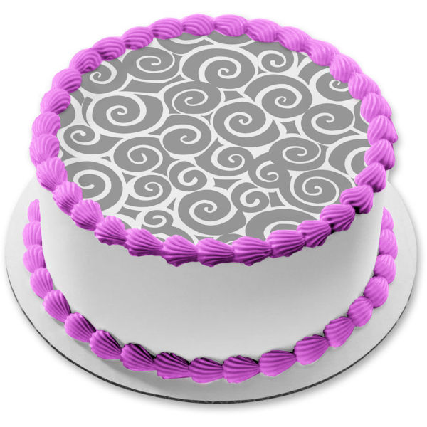 Cinnamon Bun Purple Swirl Pattern Edible Cake Topper Image ABPID13196
