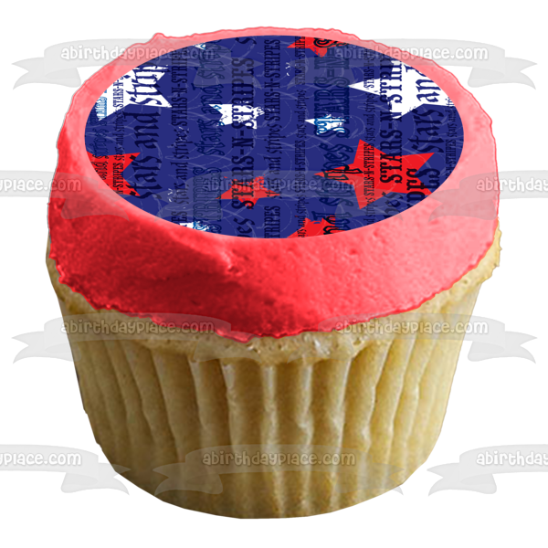 Stars and Stripes Red White Stars Blue Background Edible Cake Topper Image ABPID13310