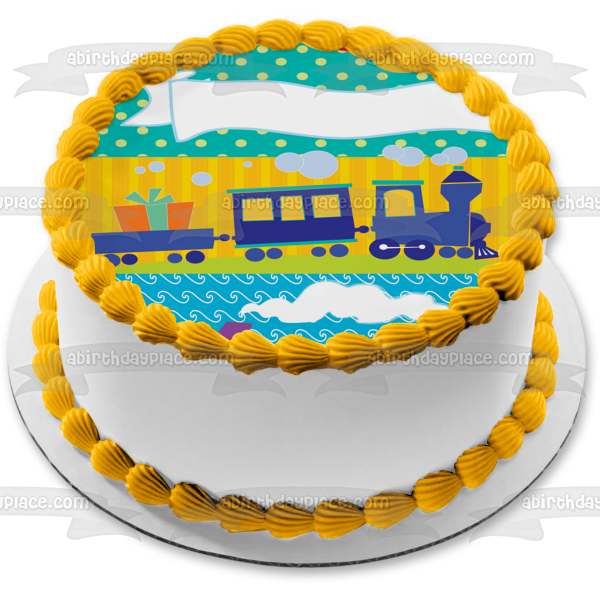 Happy Birthday Cartoon Airplane Trains Boats Present Edible Cake Topper Image ABPID13502