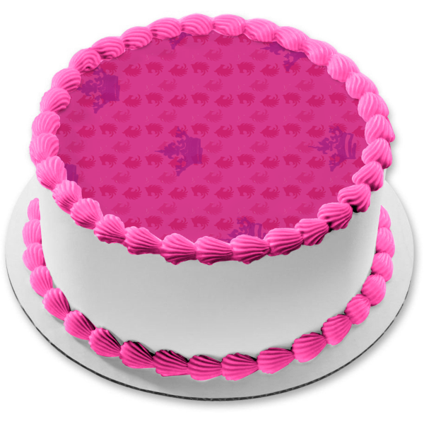 Purple Crowns Pink Background Edible Cake Topper Image ABPID13311