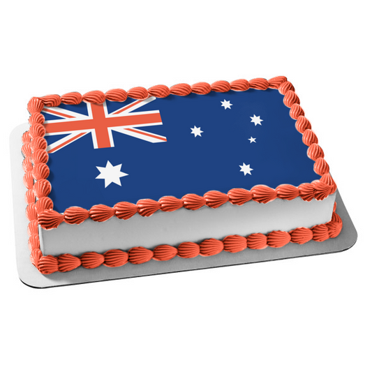 Flag of Australia Red White Blue Edible Cake Topper Image ABPID13505