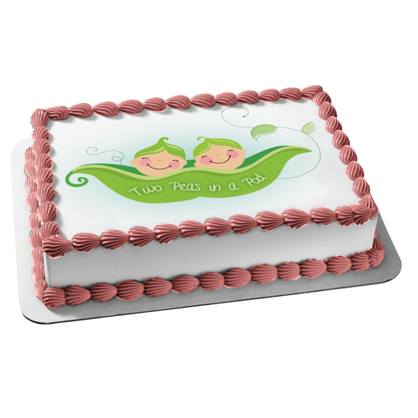 Two Peas In a Pod Pea Pod Babies Edible Cake Topper Image ABPID13317