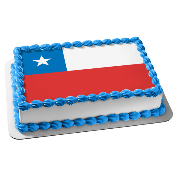 Flag of Chile Red White Blue White Star Edible Cake Topper Image ABPID13512
