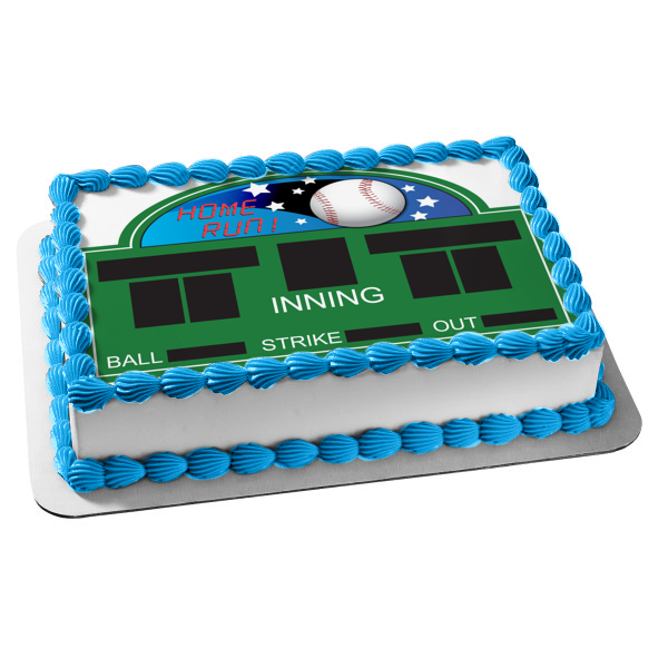 Sports Baseball Score Board Home Run Stars Edible Cake Topper Image ABPID13514