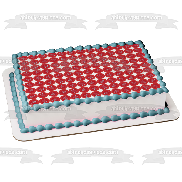 Snowflakes Pattern In Red Circles Edible Cake Topper Image ABPID13518