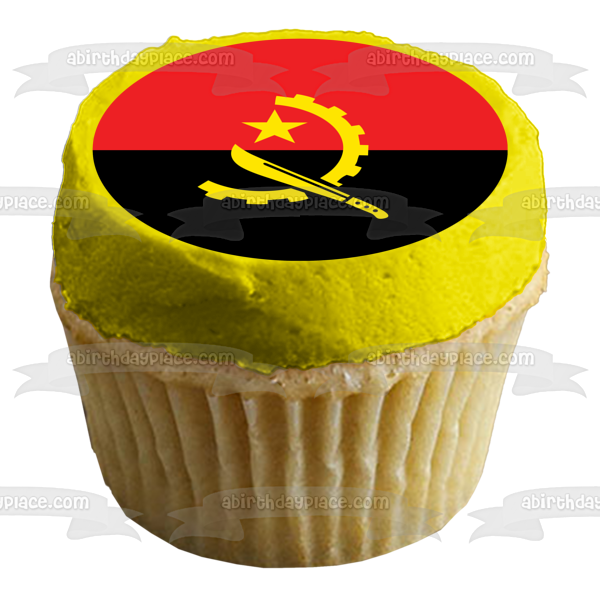 Flag of Angola Red Black Yellow Edible Cake Topper Image ABPID13520