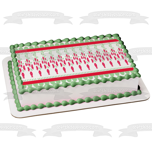 Roses Leaves Polka Dots Pink Edge Edible Cake Topper Image ABPID13529