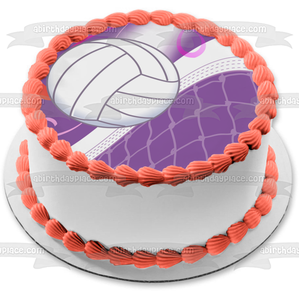 Volleyball Sports Net White Stars Edible Cake Topper Image ABPID13338