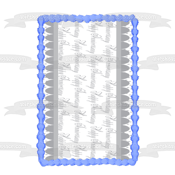 Feliz aniversario, semicírculos, lunares, decoración comestible para tarta gris, imagen ABPID13532 