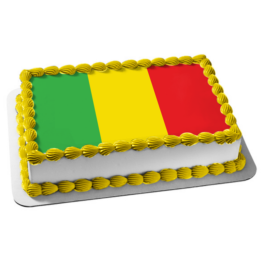 Flag of Mali Green Yellow Red Stripes Edible Cake Topper Image ABPID13346